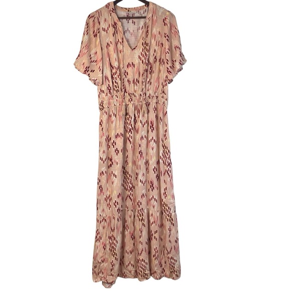 Knox Rose Dresses & Skirts - Knox Rose Maxi Dress Boho V Neck Flutter Sleeve Tiered Size Large